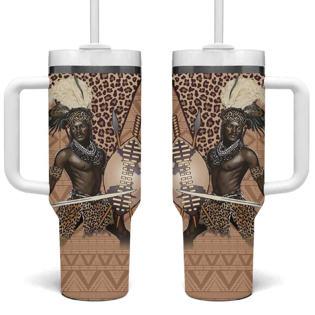 South Africa Zulu People Tumbler With Handle Zulu Warrior - Wonder Print Shop