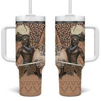 South Africa Zulu People Tumbler With Handle Zulu Warrior - Wonder Print Shop