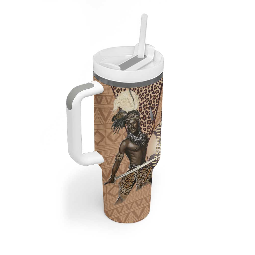 South Africa Zulu People Tumbler With Handle Zulu Warrior - Wonder Print Shop