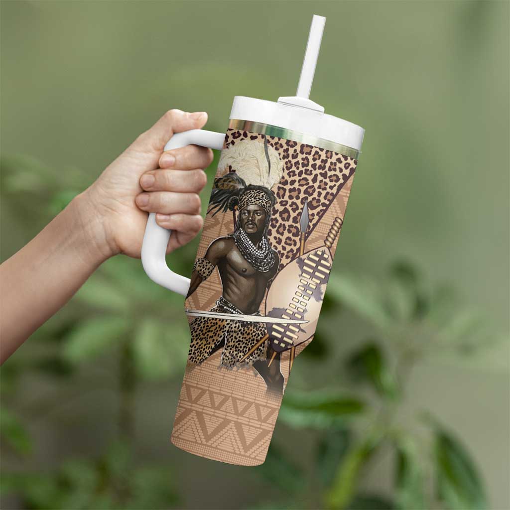 South Africa Zulu People Tumbler With Handle Zulu Warrior - Wonder Print Shop