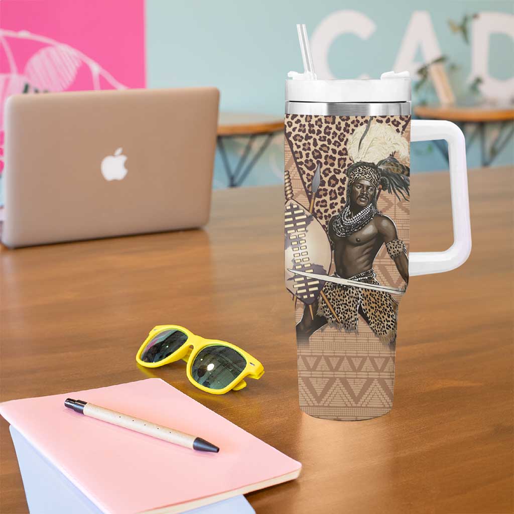 South Africa Zulu People Tumbler With Handle Zulu Warrior - Wonder Print Shop