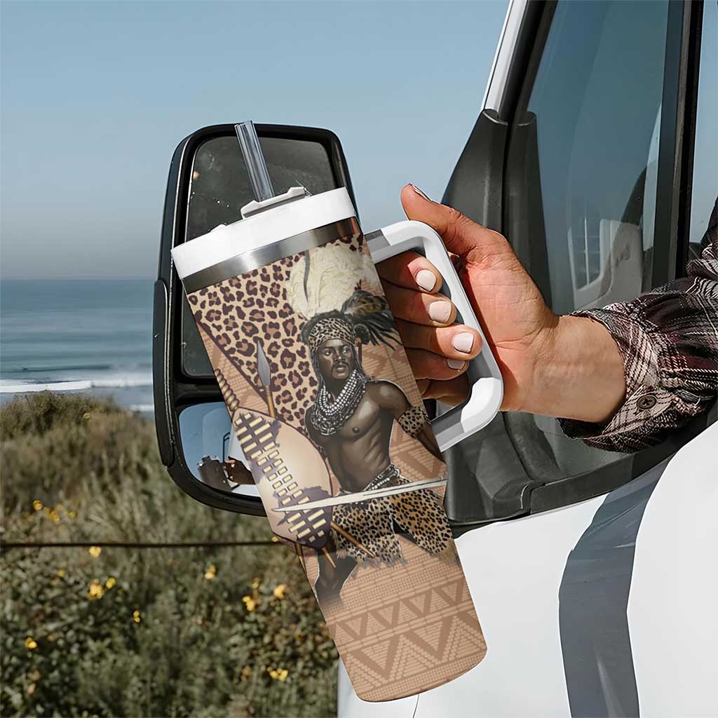 South Africa Zulu People Tumbler With Handle Zulu Warrior - Wonder Print Shop
