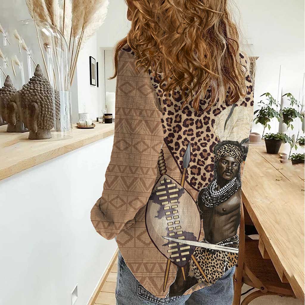 South Africa Zulu People Women Casual Shirt Zulu Warrior - Wonder Print Shop
