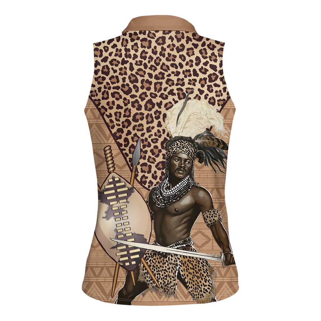 South Africa Zulu People Women Sleeveless Polo Shirt Zulu Warrior - Wonder Print Shop