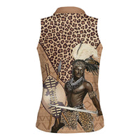 South Africa Zulu People Women Sleeveless Polo Shirt Zulu Warrior - Wonder Print Shop