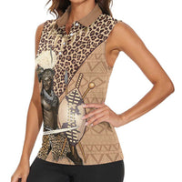 South Africa Zulu People Women Sleeveless Polo Shirt Zulu Warrior - Wonder Print Shop