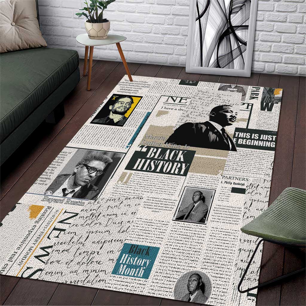 Civil Rights Leaders Area Rug Newspaper Print Style - Wonder Print Shop