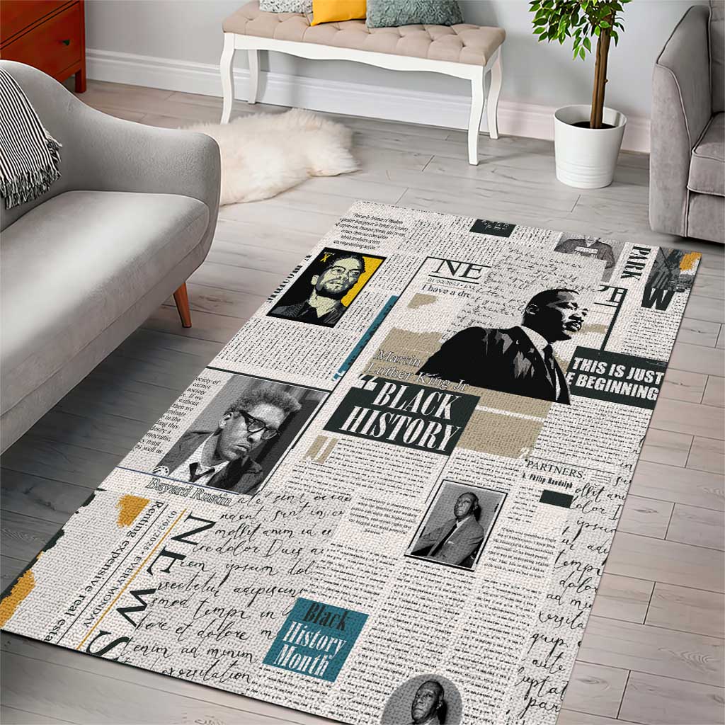 Civil Rights Leaders Area Rug Newspaper Print Style - Wonder Print Shop