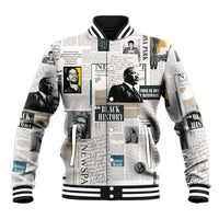 Civil Rights Leaders Baseball Jacket Newspaper Print Style - Wonder Print Shop