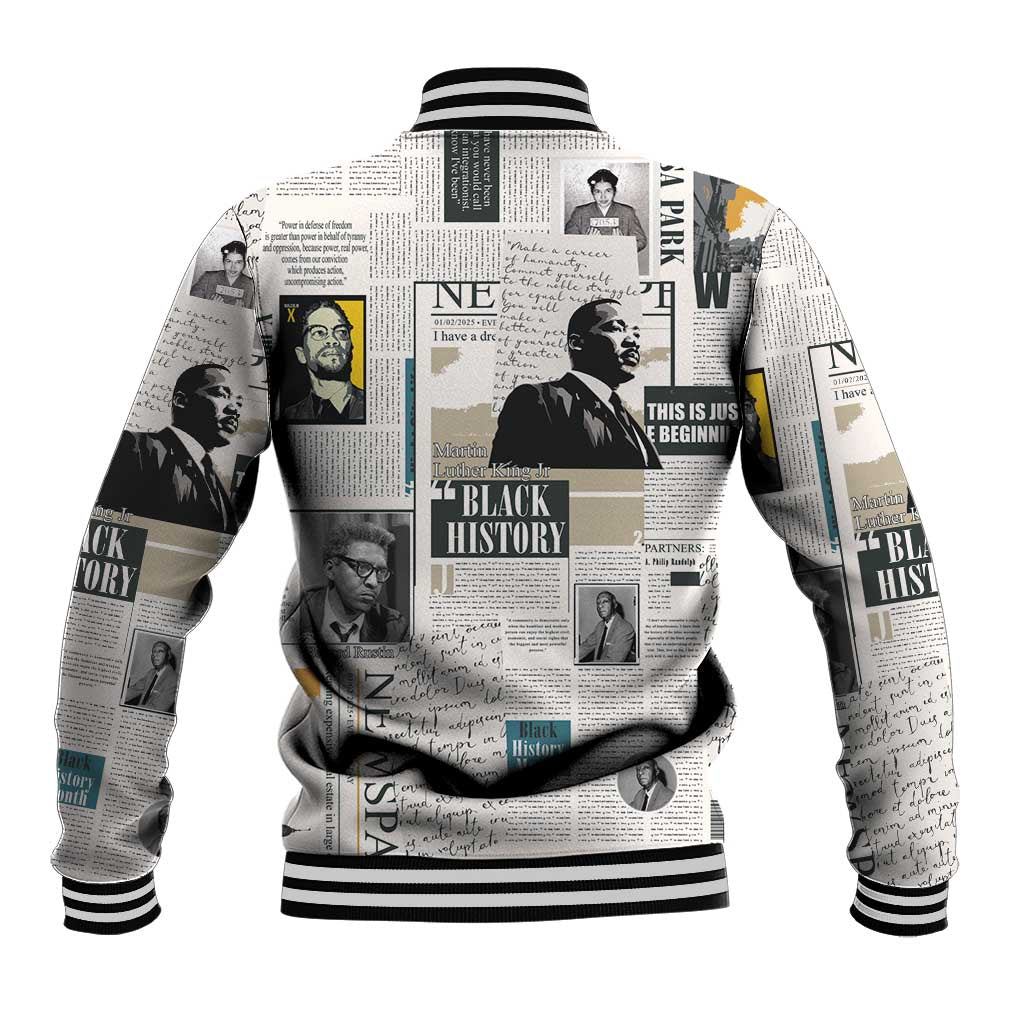 Civil Rights Leaders Baseball Jacket Newspaper Print Style - Wonder Print Shop