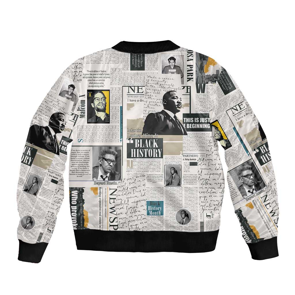 Civil Rights Leaders Bomber Jacket Newspaper Print Style - Wonder Print Shop