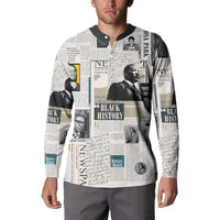 Civil Rights Leaders Button Sweatshirt Newspaper Print Style - Wonder Print Shop