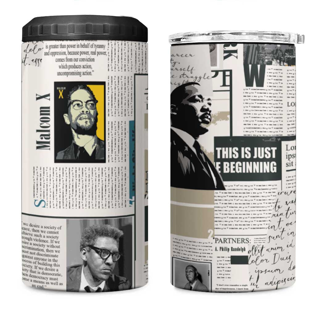 Civil Rights Leaders 4 in 1 Can Cooler Tumbler Newspaper Print Style - Wonder Print Shop