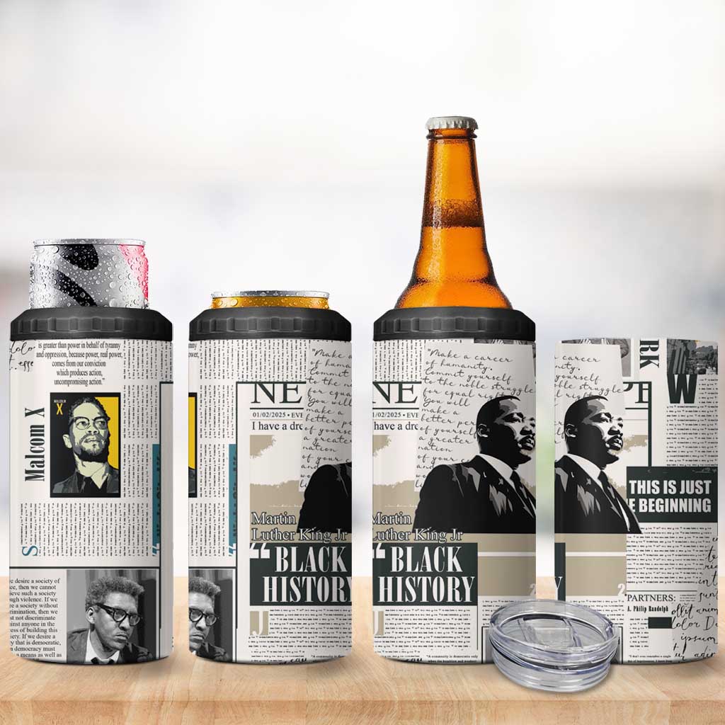 Civil Rights Leaders 4 in 1 Can Cooler Tumbler Newspaper Print Style - Wonder Print Shop