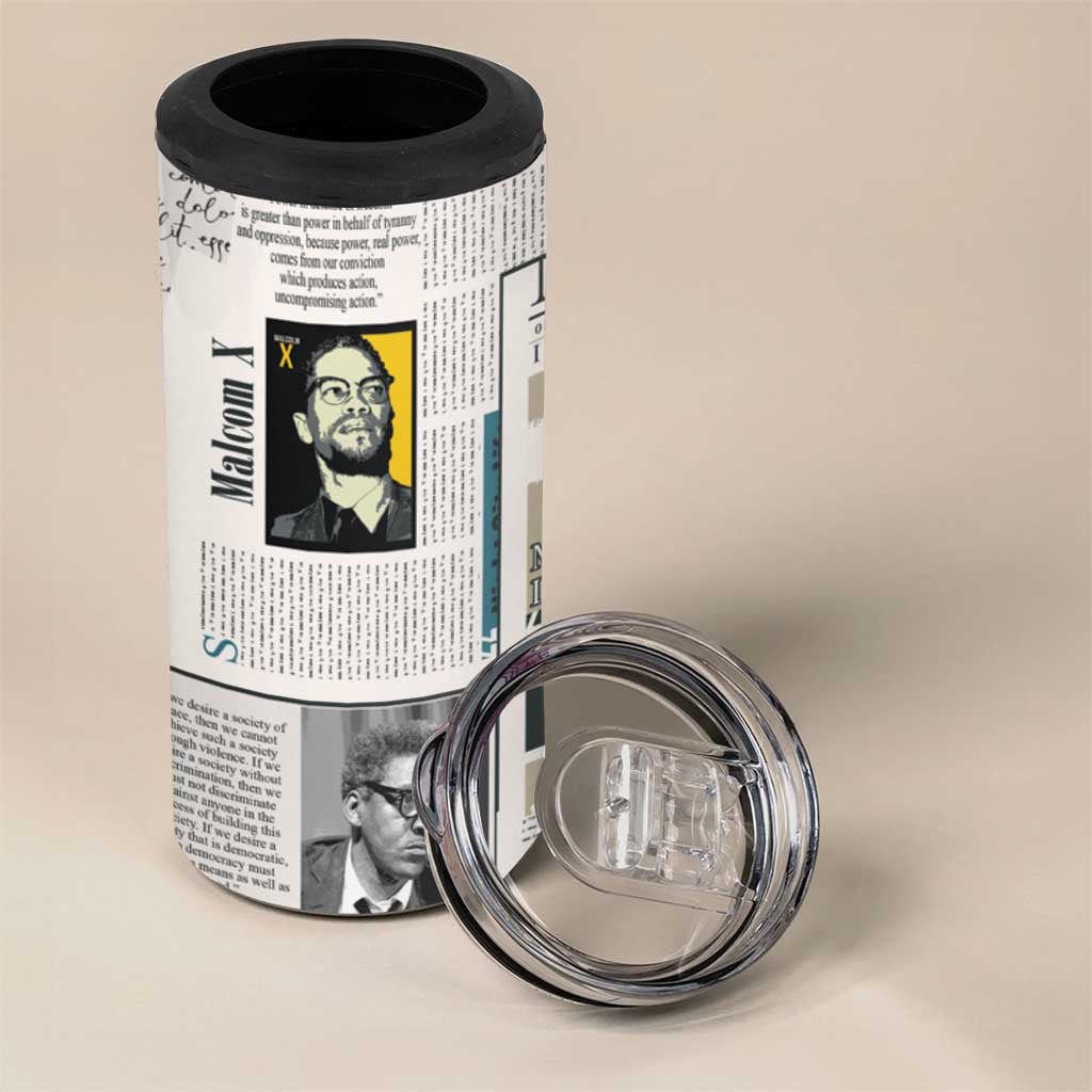 Civil Rights Leaders 4 in 1 Can Cooler Tumbler Newspaper Print Style - Wonder Print Shop