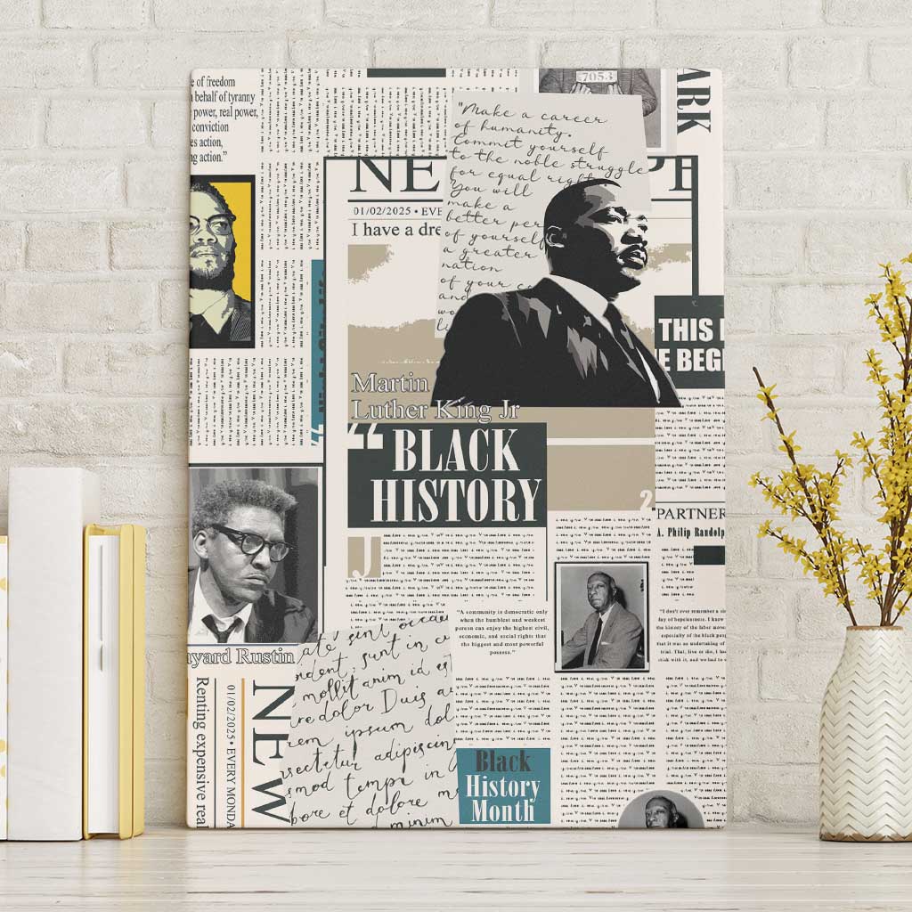 Civil Rights Leaders Canvas Wall Art Newspaper Print Style - Wonder Print Shop