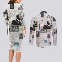 Civil Rights Leaders Couples Matching Long Sleeve Bodycon Dress and Long Sleeve Button Shirt Newspaper Print Style - Wonder Print Shop