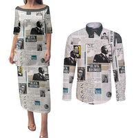 Civil Rights Leaders Couples Matching Puletasi and Long Sleeve Button Shirt Newspaper Print Style - Wonder Print Shop