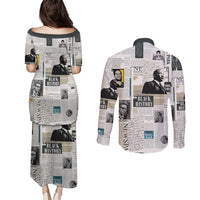 Civil Rights Leaders Couples Matching Puletasi and Long Sleeve Button Shirt Newspaper Print Style - Wonder Print Shop