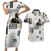 Civil Rights Leaders Couples Matching Short Sleeve Bodycon Dress and Hawaiian Shirt Newspaper Print Style - Wonder Print Shop
