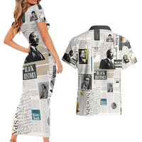Civil Rights Leaders Couples Matching Short Sleeve Bodycon Dress and Hawaiian Shirt Newspaper Print Style - Wonder Print Shop