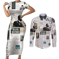 Civil Rights Leaders Couples Matching Short Sleeve Bodycon Dress and Long Sleeve Button Shirt Newspaper Print Style - Wonder Print Shop