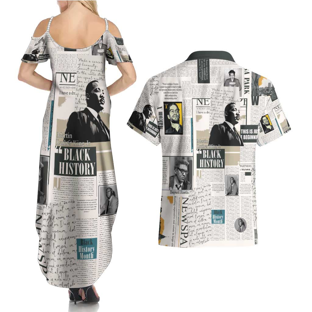 Civil Rights Leaders Couples Matching Summer Maxi Dress and Hawaiian Shirt Newspaper Print Style - Wonder Print Shop