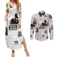 Civil Rights Leaders Couples Matching Summer Maxi Dress and Long Sleeve Button Shirt Newspaper Print Style - Wonder Print Shop