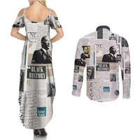 Civil Rights Leaders Couples Matching Summer Maxi Dress and Long Sleeve Button Shirt Newspaper Print Style - Wonder Print Shop