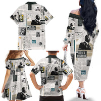 Civil Rights Leaders Family Matching Off The Shoulder Long Sleeve Dress and Hawaiian Shirt Newspaper Print Style - Wonder Print Shop