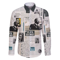 Civil Rights Leaders Family Matching Off The Shoulder Long Sleeve Dress and Hawaiian Shirt Newspaper Print Style - Wonder Print Shop