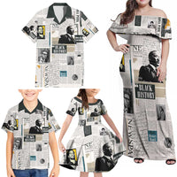 Civil Rights Leaders Family Matching Off Shoulder Maxi Dress and Hawaiian Shirt Newspaper Print Style - Wonder Print Shop