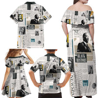 Civil Rights Leaders Family Matching Off Shoulder Maxi Dress and Hawaiian Shirt Newspaper Print Style - Wonder Print Shop