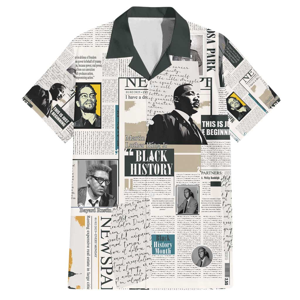 Civil Rights Leaders Family Matching Off Shoulder Maxi Dress and Hawaiian Shirt Newspaper Print Style - Wonder Print Shop