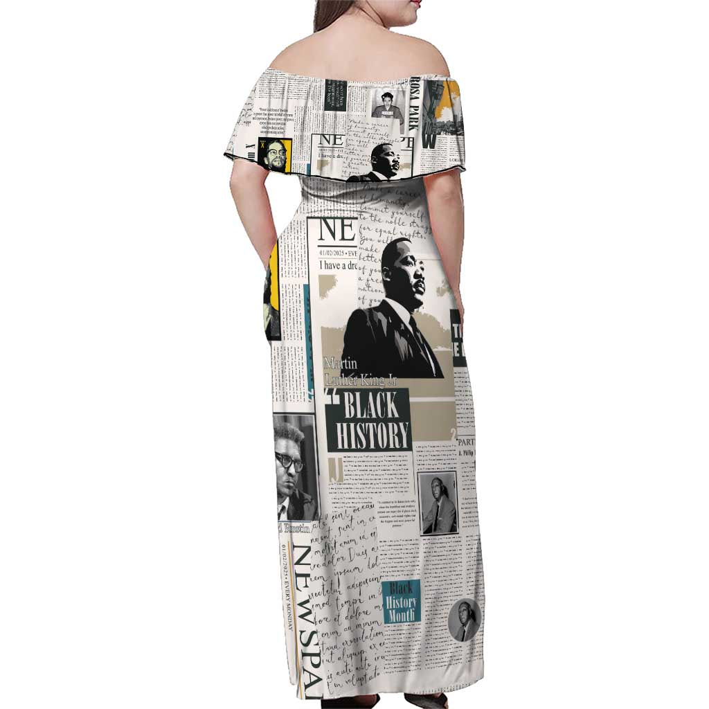 Civil Rights Leaders Family Matching Off Shoulder Maxi Dress and Hawaiian Shirt Newspaper Print Style - Wonder Print Shop