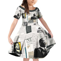 Civil Rights Leaders Family Matching Off Shoulder Short Dress and Hawaiian Shirt Newspaper Print Style - Wonder Print Shop