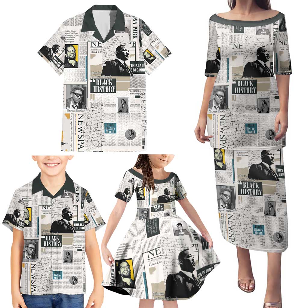 Civil Rights Leaders Family Matching Puletasi and Hawaiian Shirt Newspaper Print Style - Wonder Print Shop