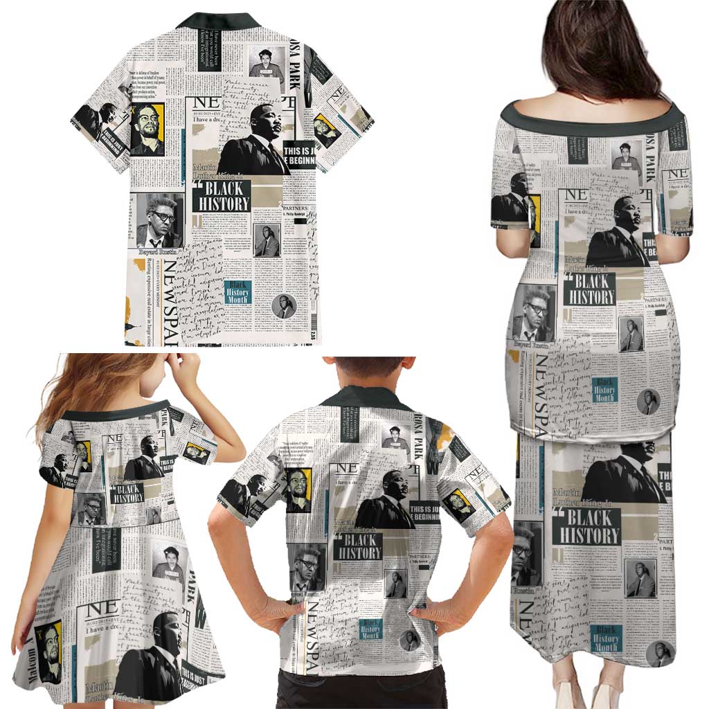 Civil Rights Leaders Family Matching Puletasi and Hawaiian Shirt Newspaper Print Style - Wonder Print Shop