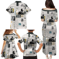 Civil Rights Leaders Family Matching Puletasi and Hawaiian Shirt Newspaper Print Style - Wonder Print Shop