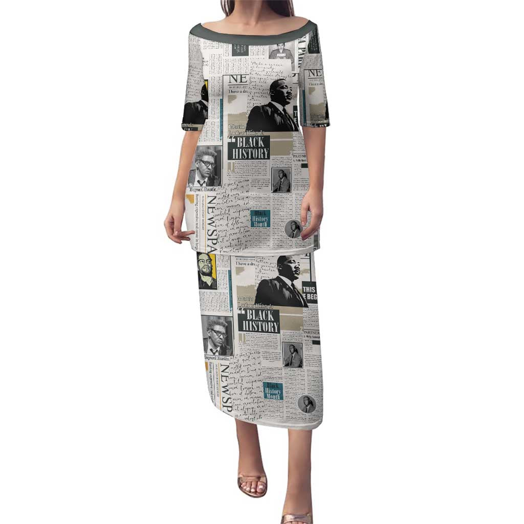 Civil Rights Leaders Family Matching Puletasi and Hawaiian Shirt Newspaper Print Style - Wonder Print Shop