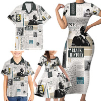 Civil Rights Leaders Family Matching Short Sleeve Bodycon Dress and Hawaiian Shirt Newspaper Print Style - Wonder Print Shop