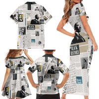 Civil Rights Leaders Family Matching Short Sleeve Bodycon Dress and Hawaiian Shirt Newspaper Print Style - Wonder Print Shop