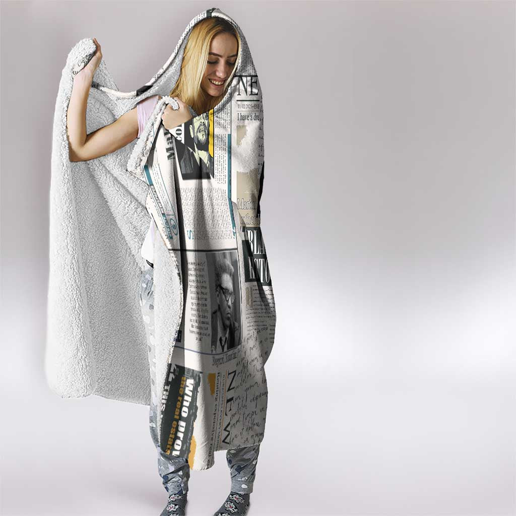 Civil Rights Leaders Hooded Blanket Newspaper Print Style