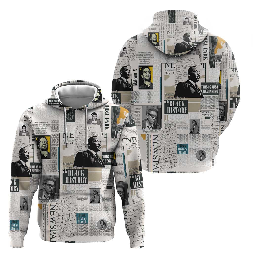 Civil Rights Leaders Hoodie Newspaper Print Style - Wonder Print Shop
