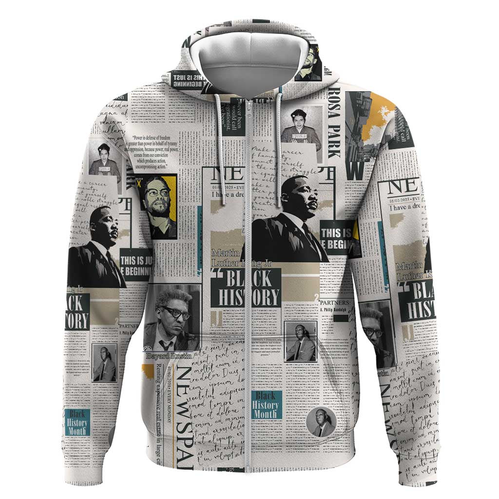 Civil Rights Leaders Hoodie Newspaper Print Style - Wonder Print Shop