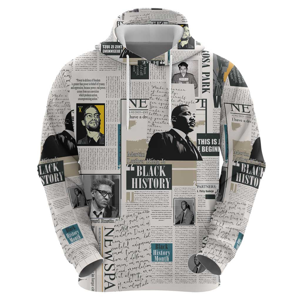 Civil Rights Leaders Hoodie Newspaper Print Style - Wonder Print Shop