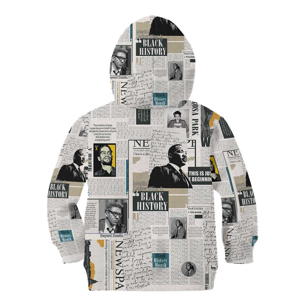 Civil Rights Leaders Kid Hoodie Newspaper Print Style - Wonder Print Shop