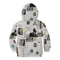 Civil Rights Leaders Kid Hoodie Newspaper Print Style - Wonder Print Shop