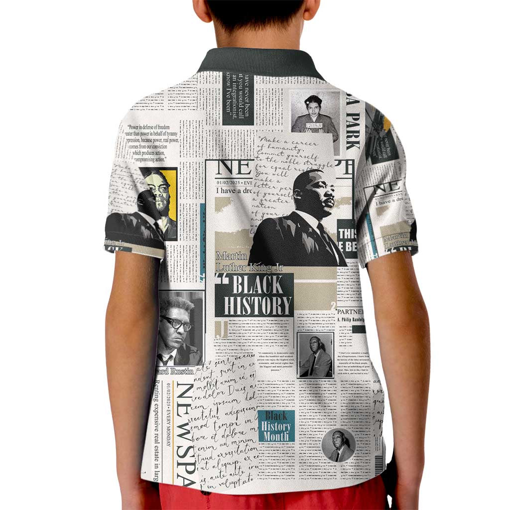 Civil Rights Leaders Kid Polo Shirt Newspaper Print Style - Wonder Print Shop