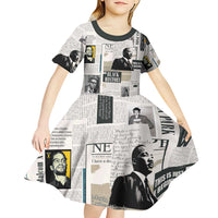 Civil Rights Leaders Kid Short Sleeve Dress Newspaper Print Style - Wonder Print Shop